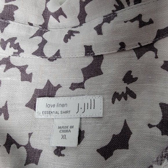 J Jill Love Linen Essential Shirt Women’s XL White Gray Floral Button Front Top - Picture 8 of 10
